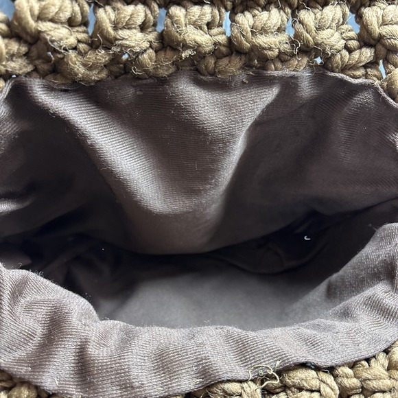 Vintage‎ Macrame Woven Purse Brown Oversized Handles 60s 70s Retro Hippie Boho - Picture 4 of 16